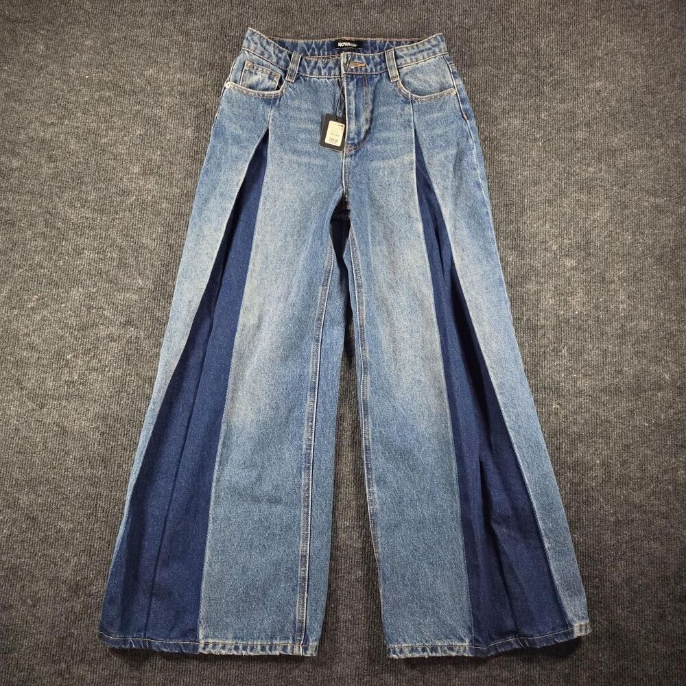 Fashion Nova Two-Tone Blue Straight Leg Jeans